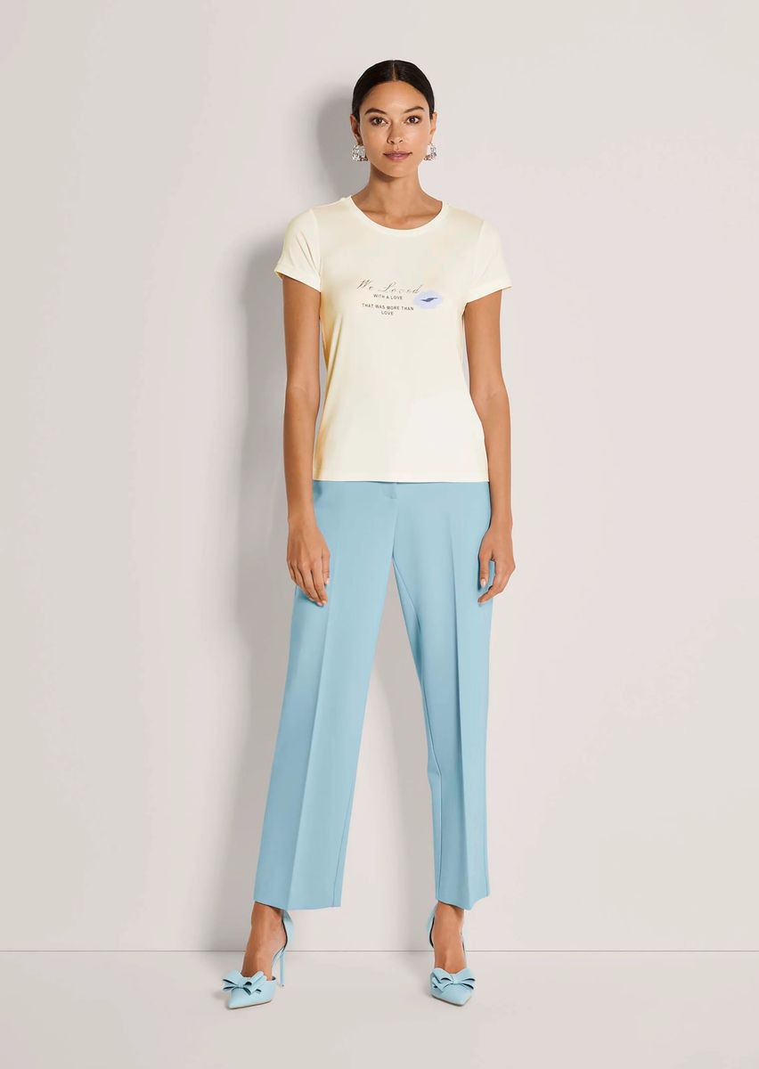 Jersey-Top mit Strass und Statement-Print