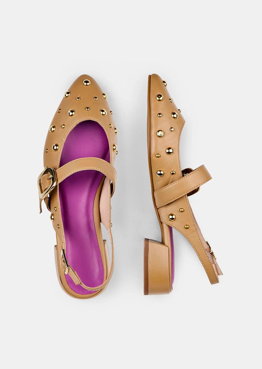 Spitze Slingback-Ballerinas mit Nieten
