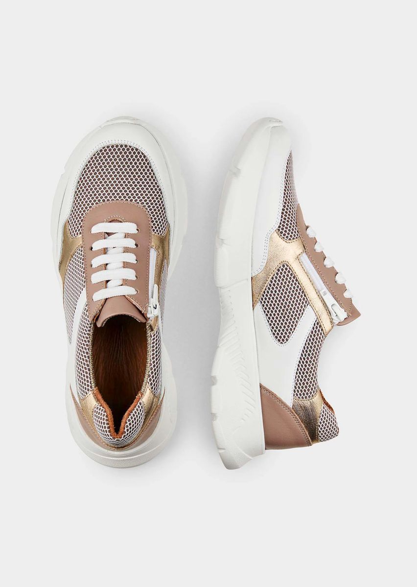 Atmungsaktiver Mesh- und Leder-Sneaker