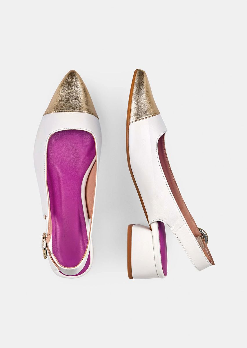 Spitze Slingback-Pumps mit Kontrast-Kappe
