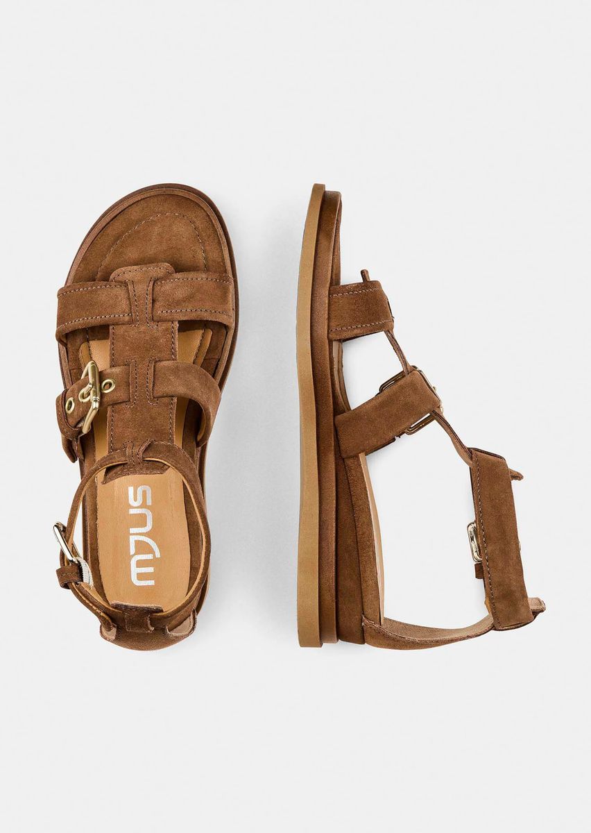 Riemchensandalen aus Wildleder mit Schnallen