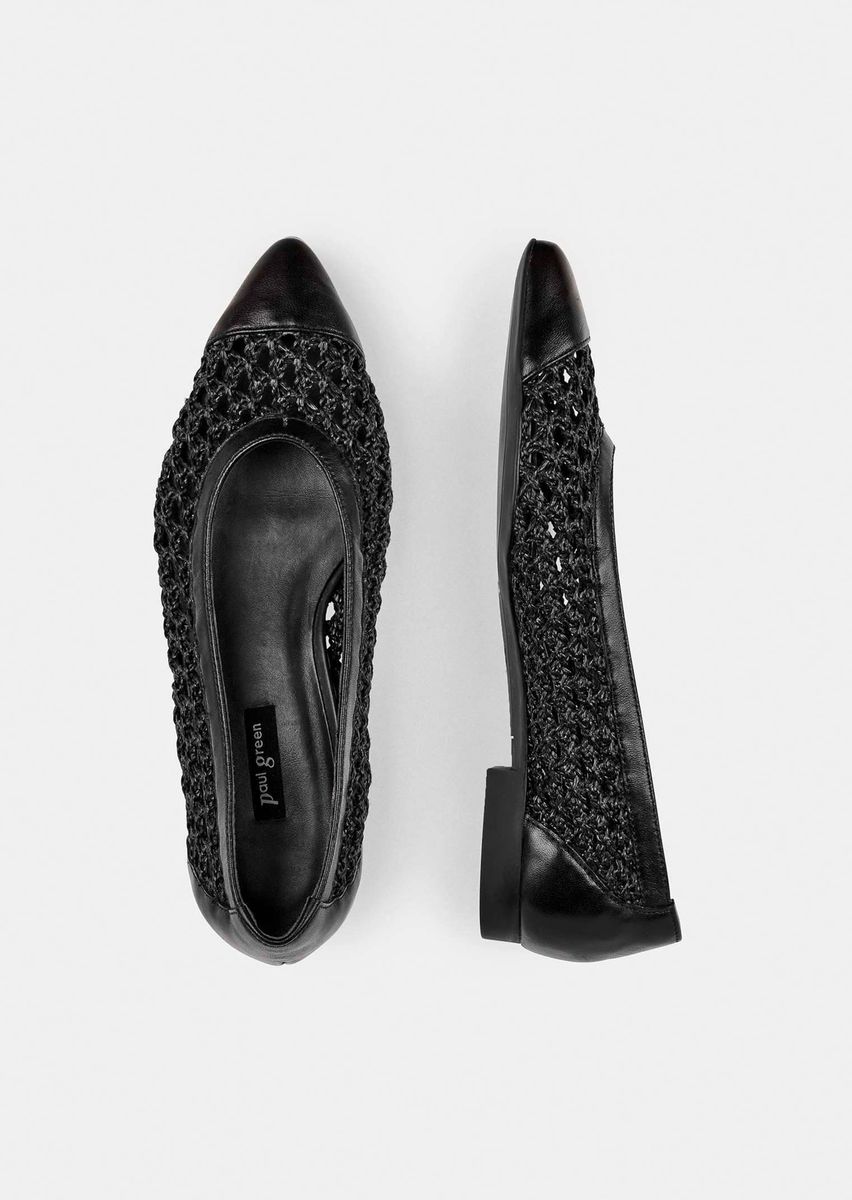 Geflochtene spitze Ballerinas aus Leder