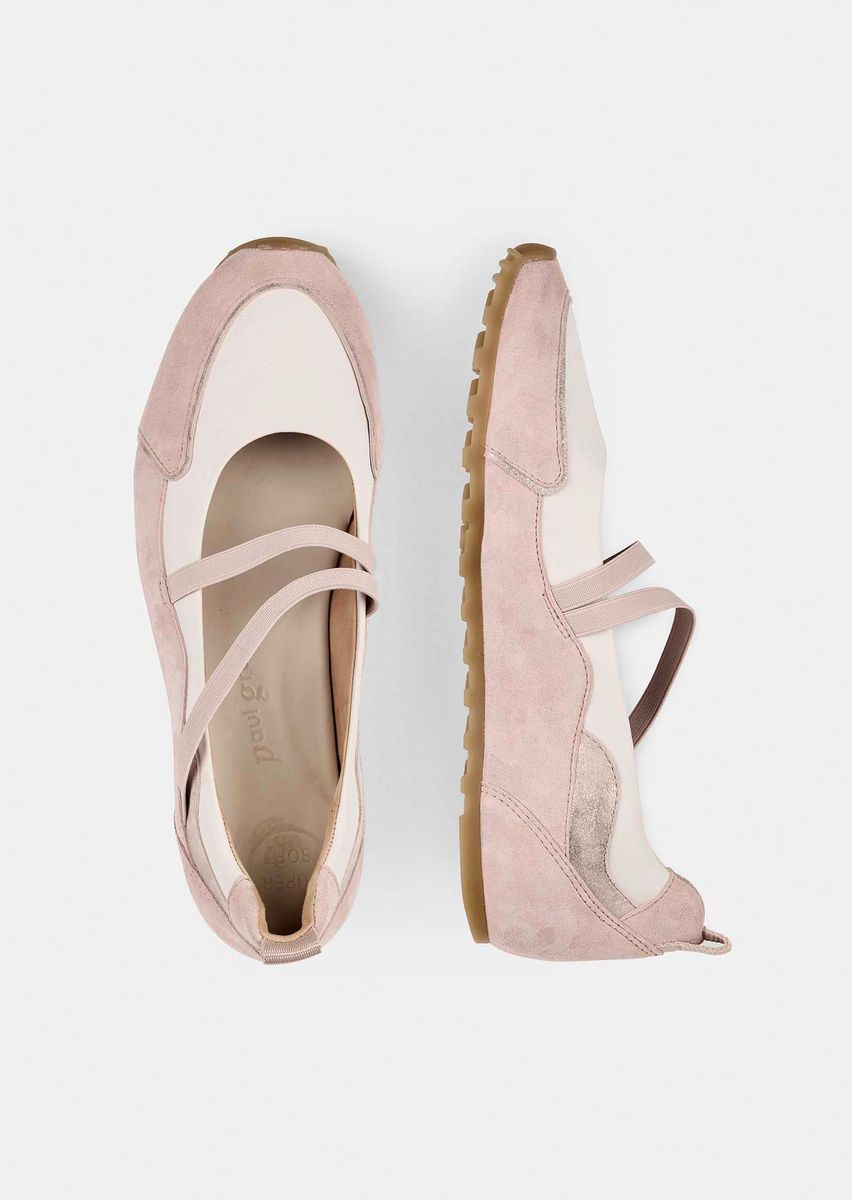 Sportlicher Leder-Ballerina mit Elastikbändern