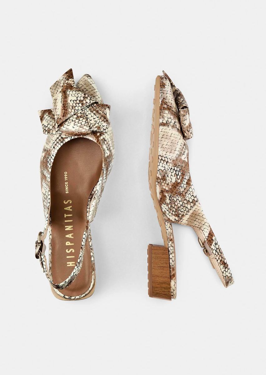 Slingpumps in Schlangen-Optik mit Schleife