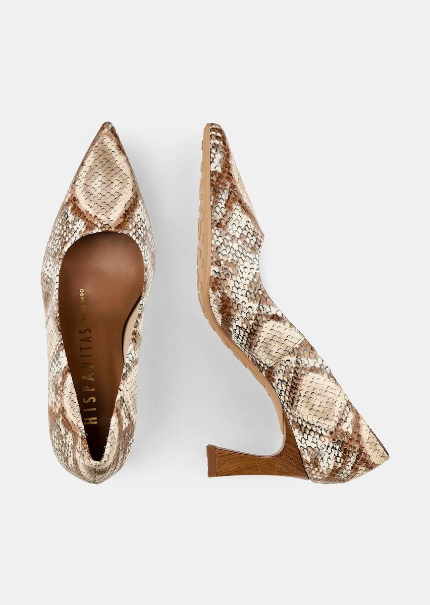 Elegante Spitze Pumps in Schlangen-Optik