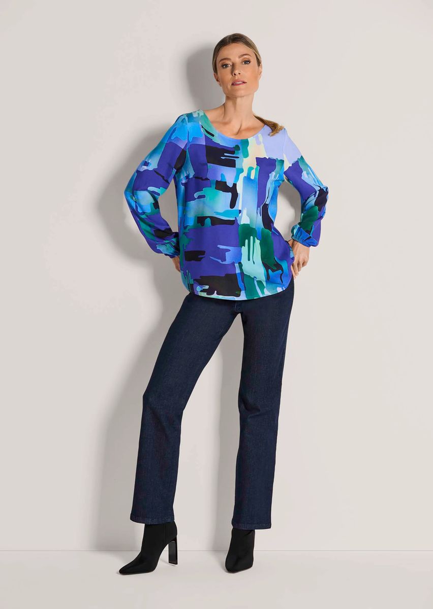 Viskose-Bluse mit Grafik-Print