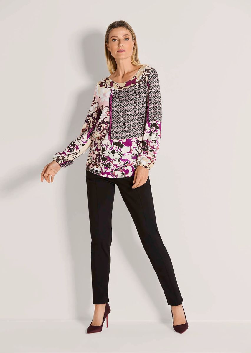 Viskosebluse mit floralem Patchwork-Print