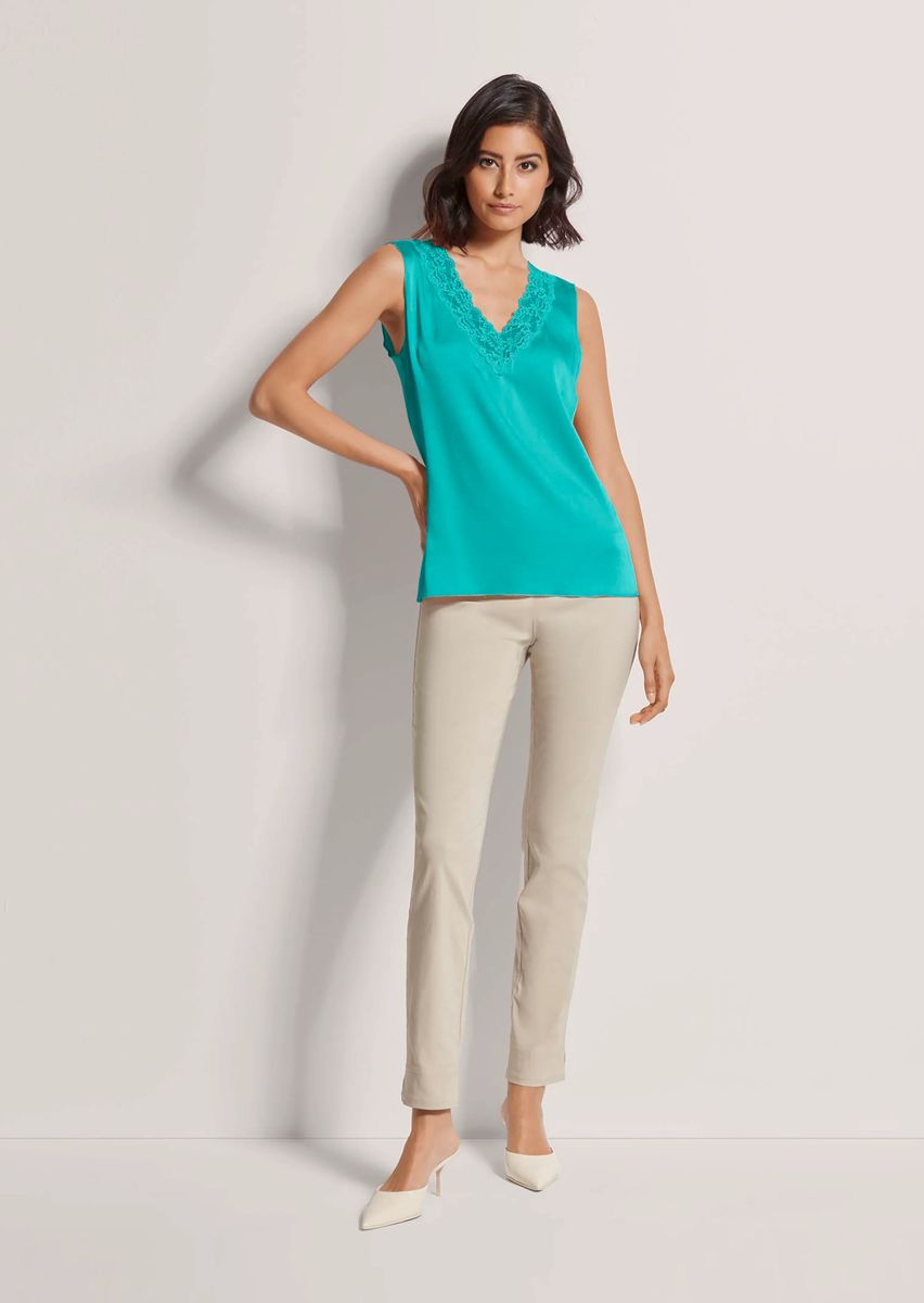Lingerie-Top aus Seidenstretch mit Spitze