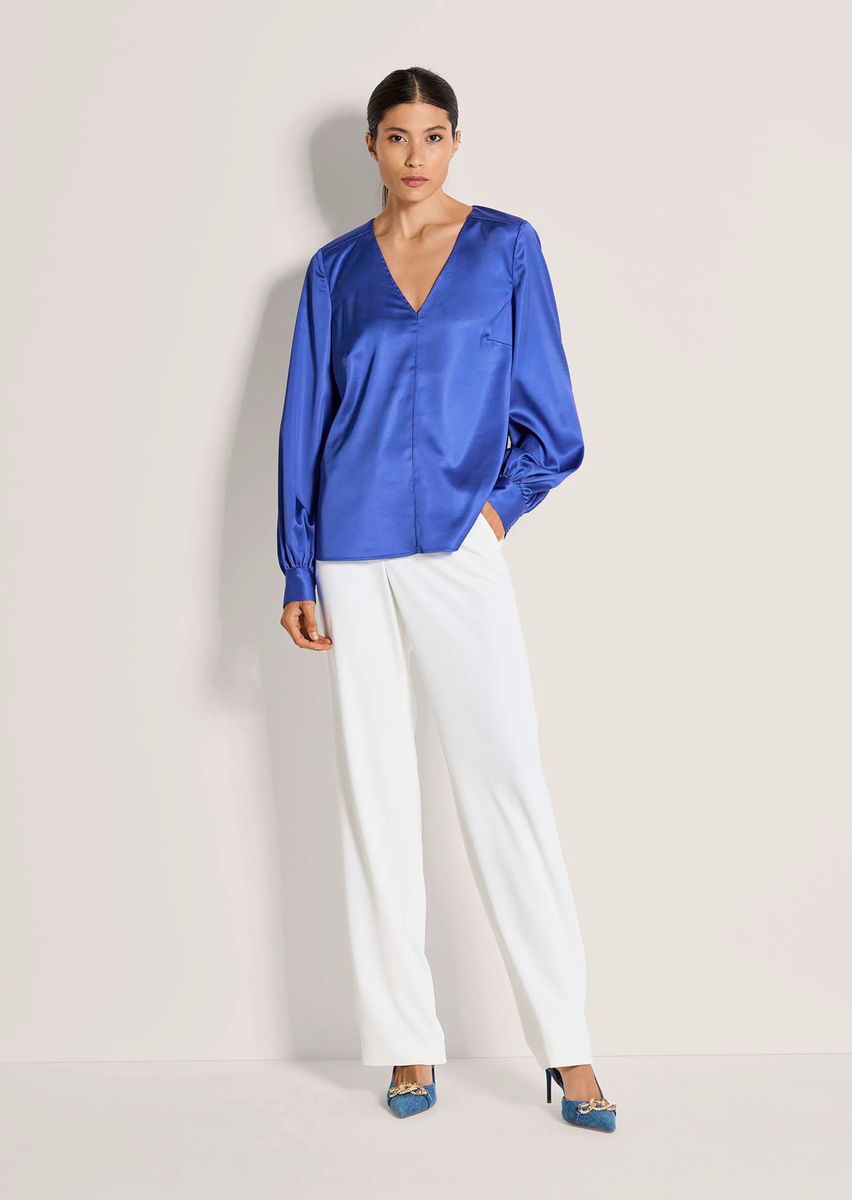 Elegante Satinbluse mit V-Ausschnitt