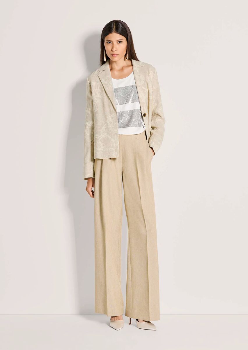 Bestickter Boxy-Blazer aus Baumwoll-Leinen