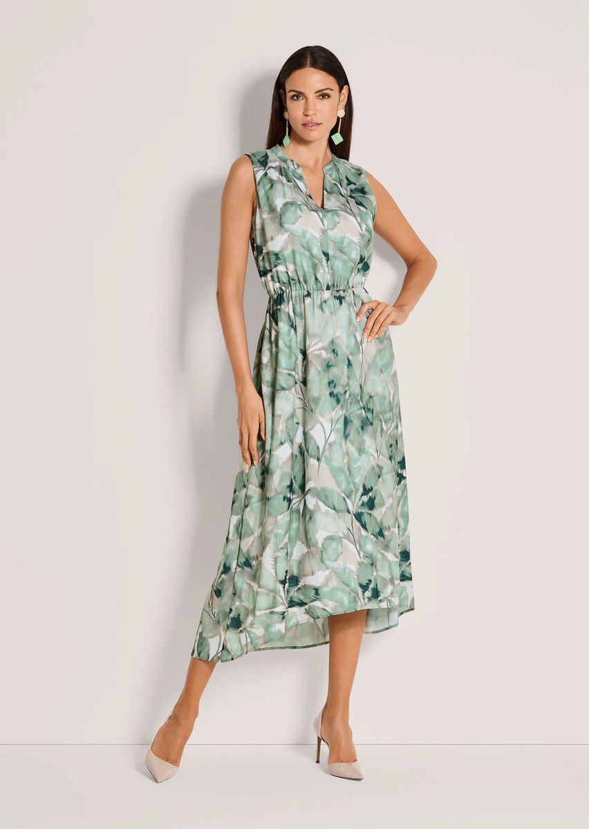 Ärmelloses Midikleid mit Blätterprint