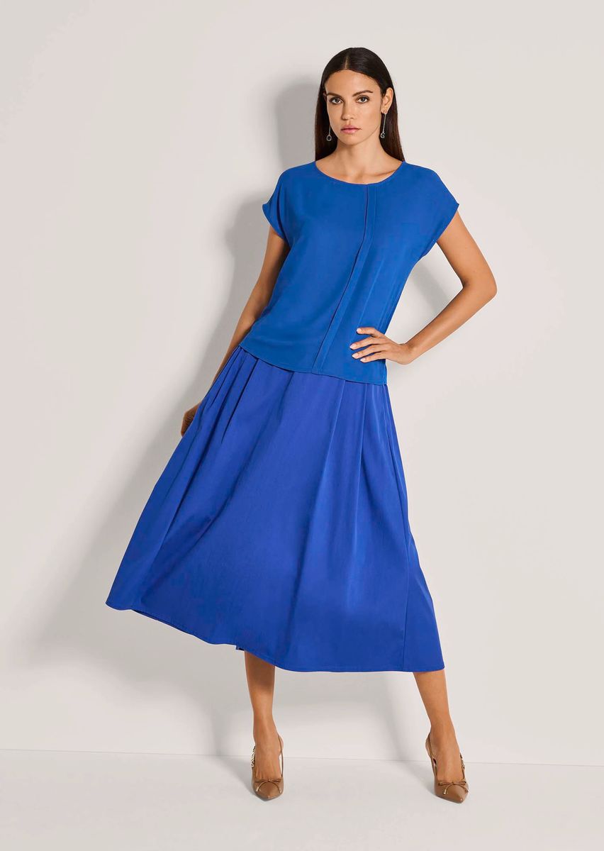 Materialmix-Blusenshirt mit Falte