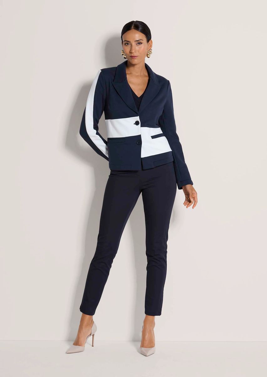 Asymmetrische Blockstreifen-Shirtjacke