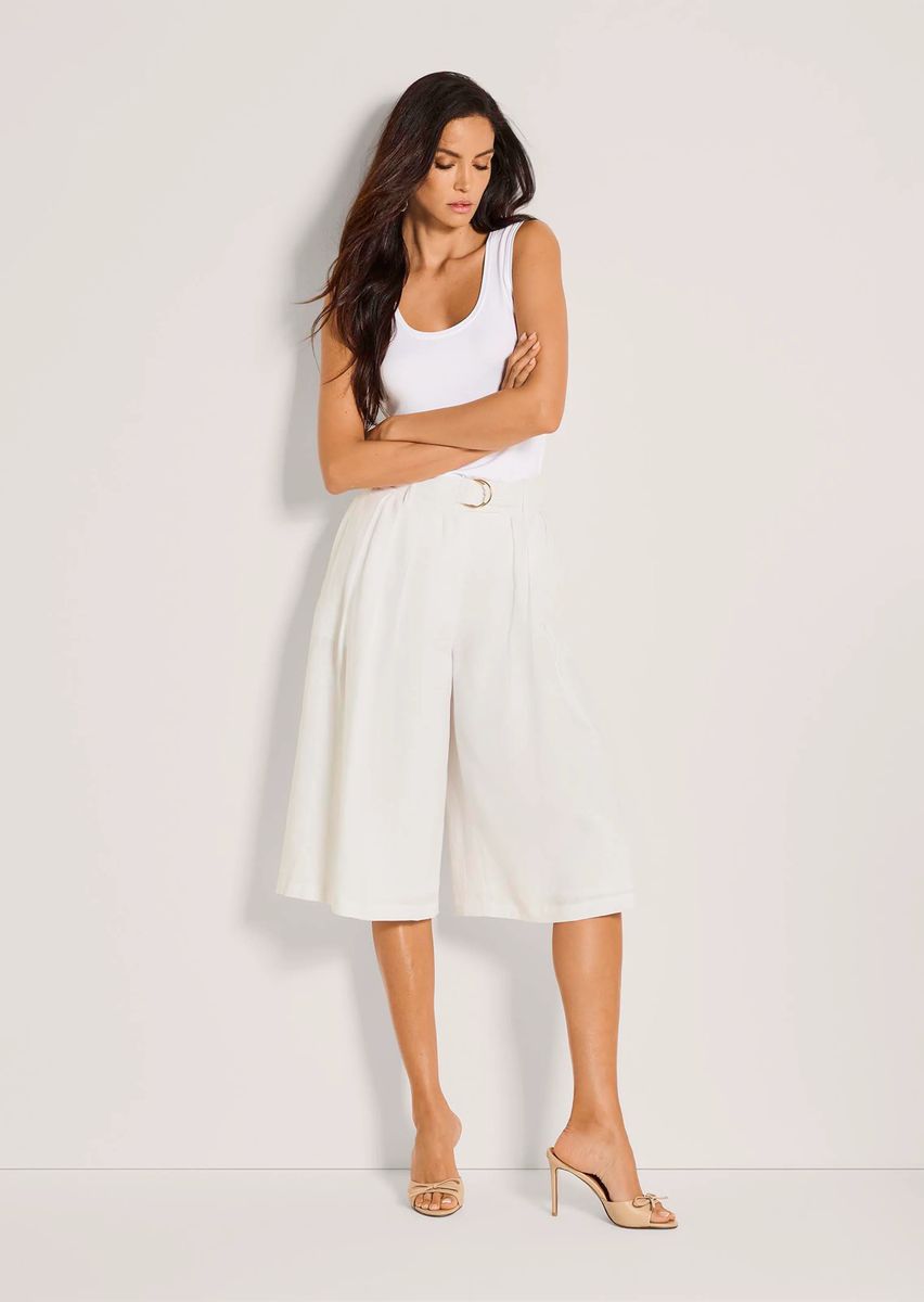 Leinen-Culottes mit hohem Bund