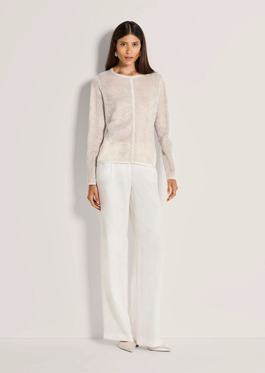Feiner Jacquard-Cardigan mit Blumenmuster