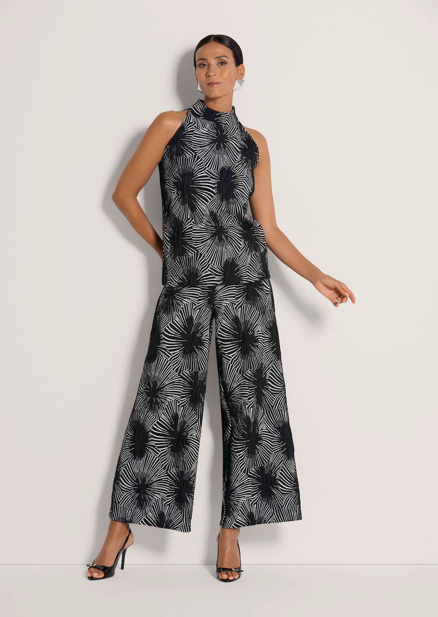 Elegantes Neckholder-Top mit Grafikprint