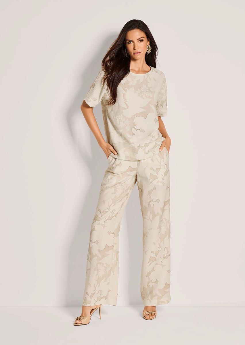 Bluse mit Blumenprint und Crash-Struktur