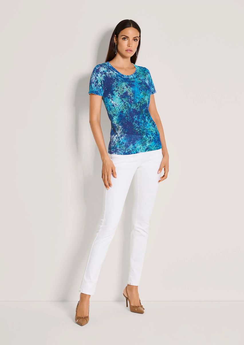 Feinstrick-Pullover mit abstraktem Print