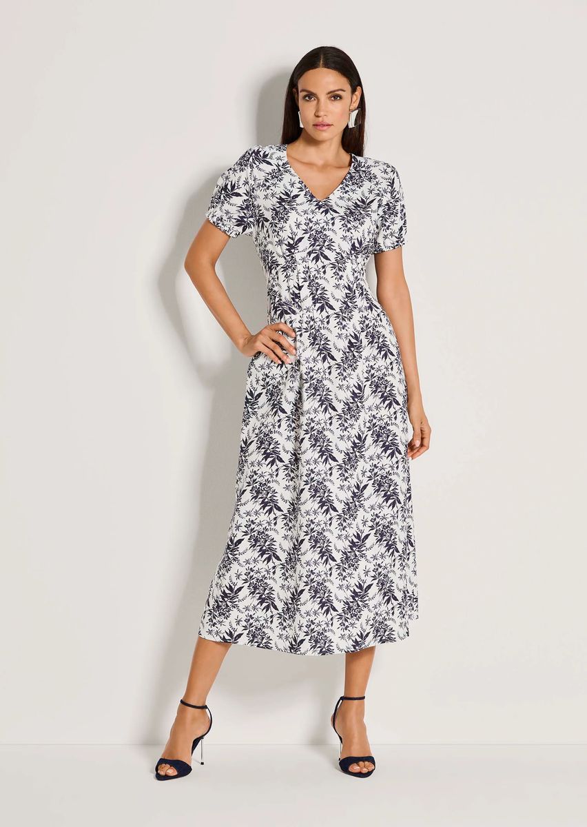 Geblümtes Midikleid mit V-Ausschnitt
