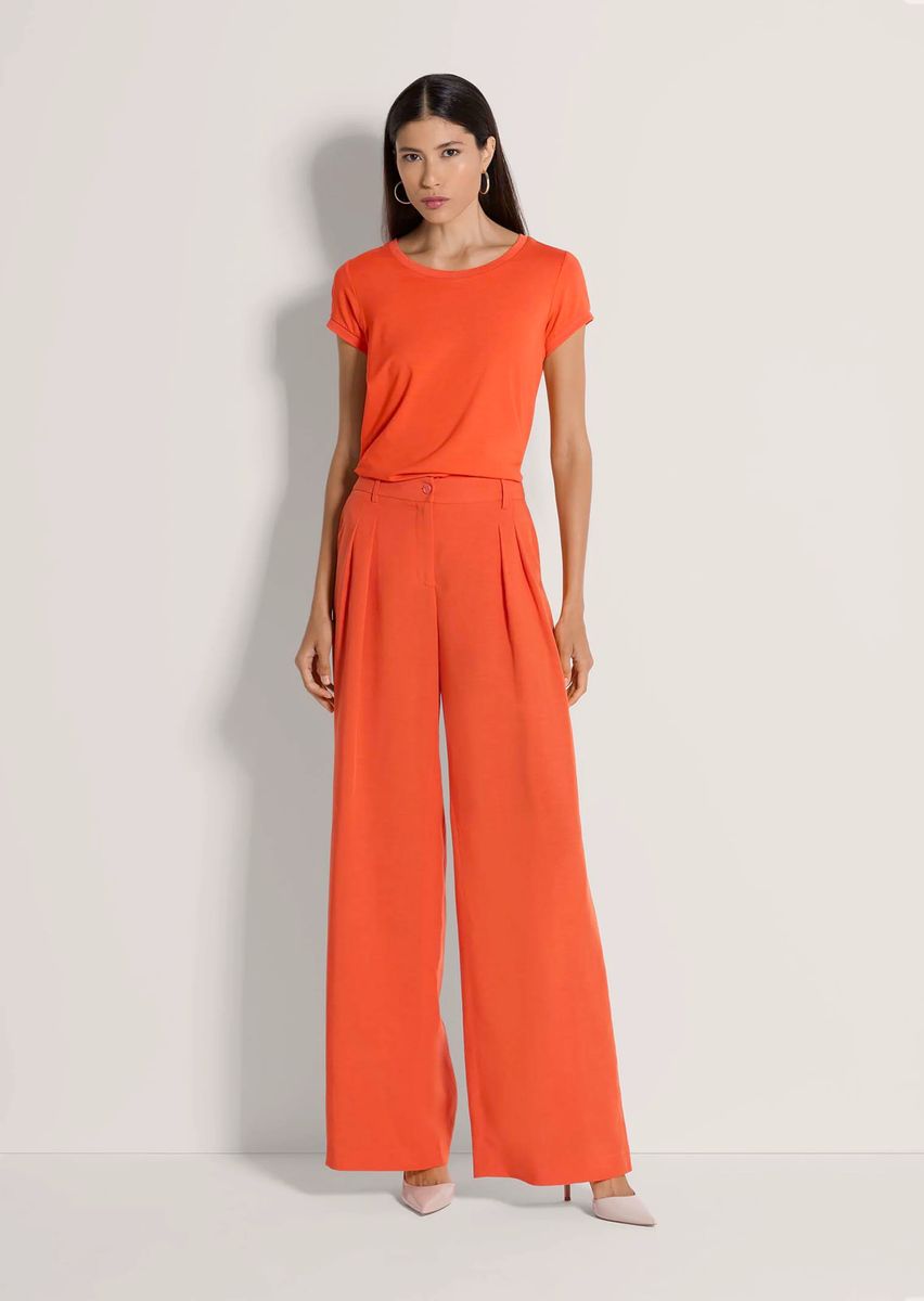 Weite Bundfaltenhose mit Leinenanteil