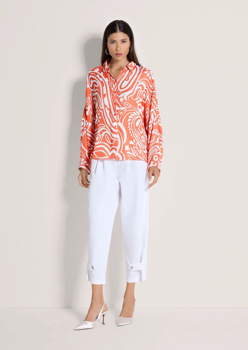 Kimono-Bluse mit lebhaftem Grafik-Print