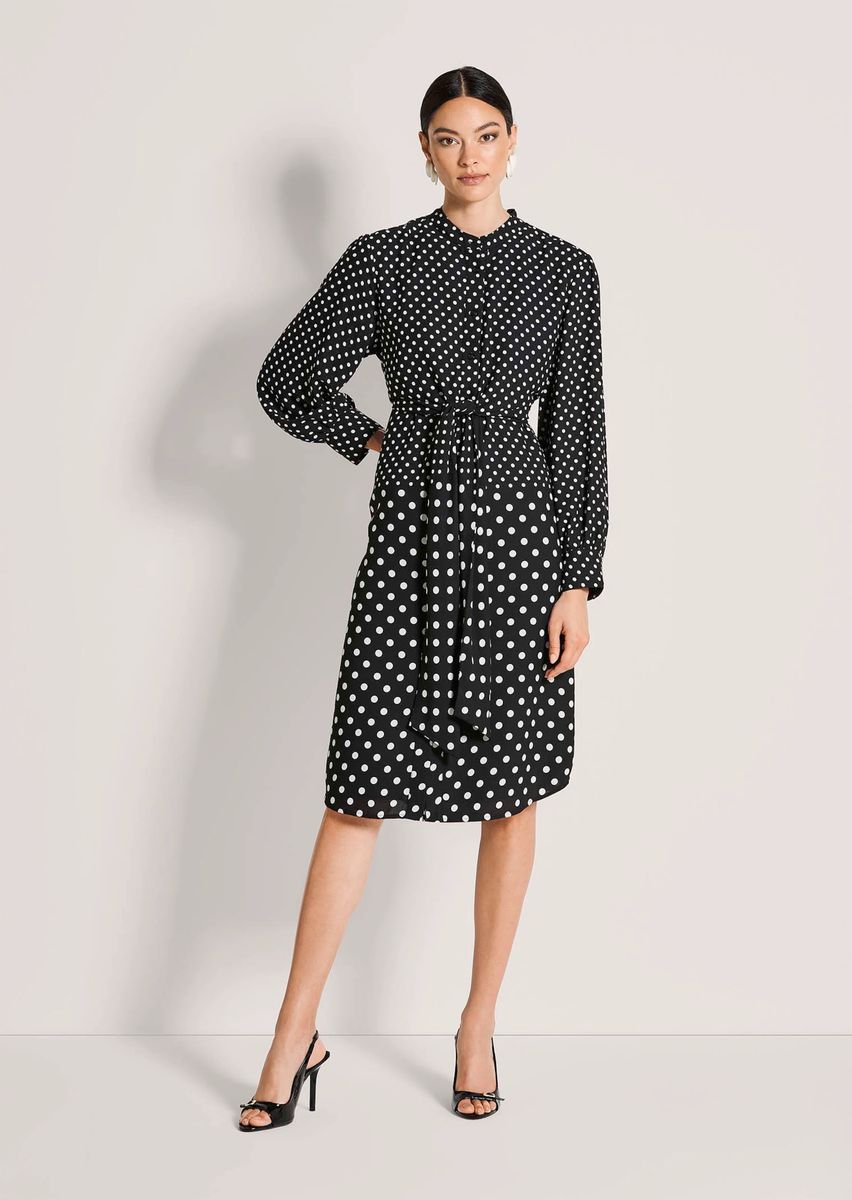 Pünktchen-Hemdblusenkleid mit Gürtel