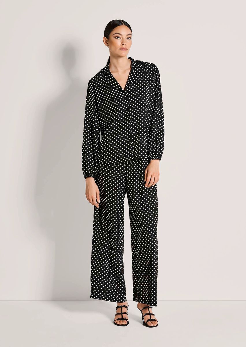 Feminine Punktemuster-Bluse mit Reverskragen