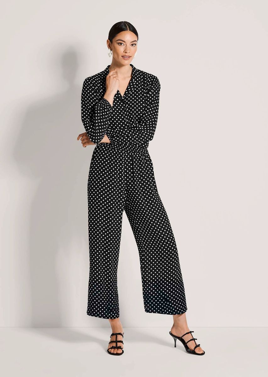 Weite Polka-Dot-Hose in 7/8-Länge