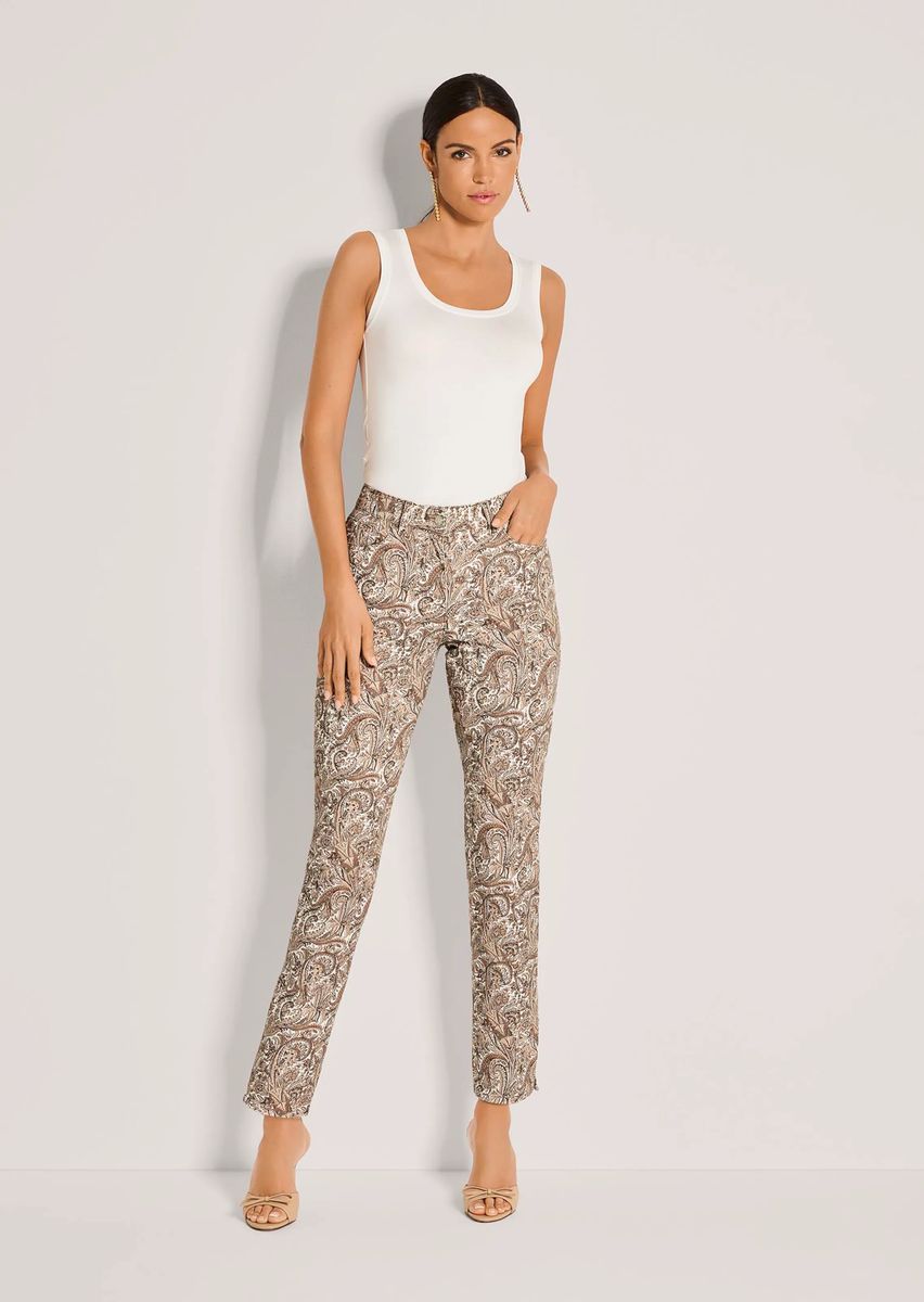 Schmal Geschnittene Paisley-Print Capri-Jeans
