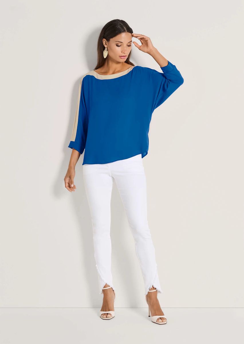 Fledermausärmel Colour-Blocking Bluse