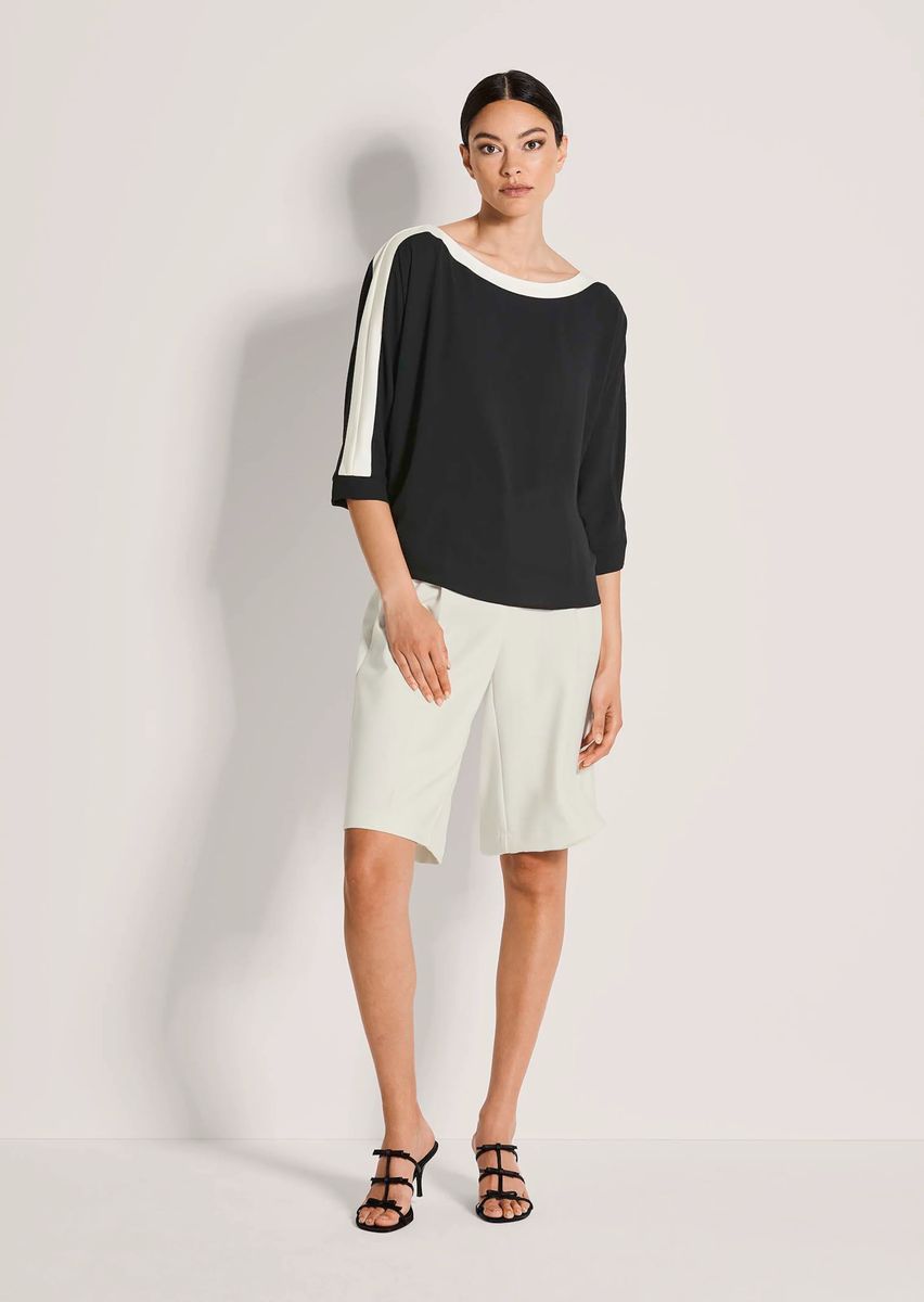 Colorblock Bluse mit U-Boot-Ausschnitt