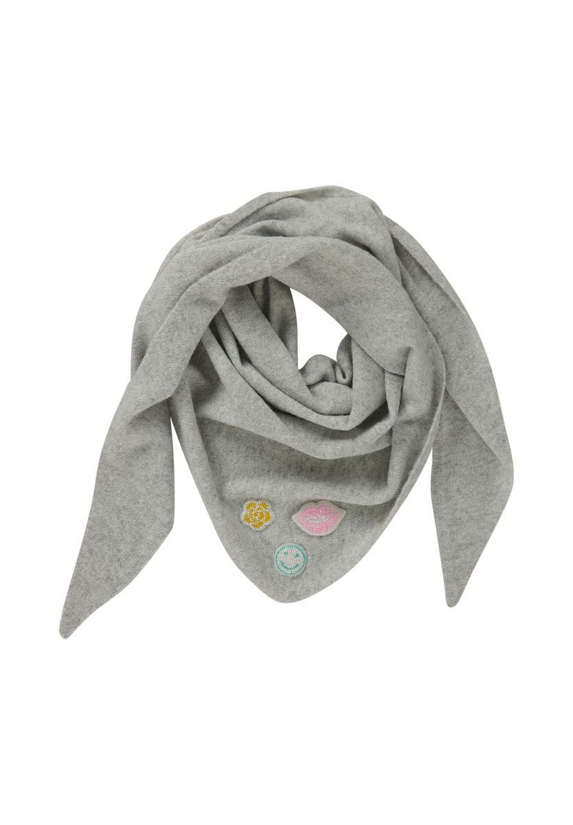 Melange Grauer Winterschal mit Aufnähern