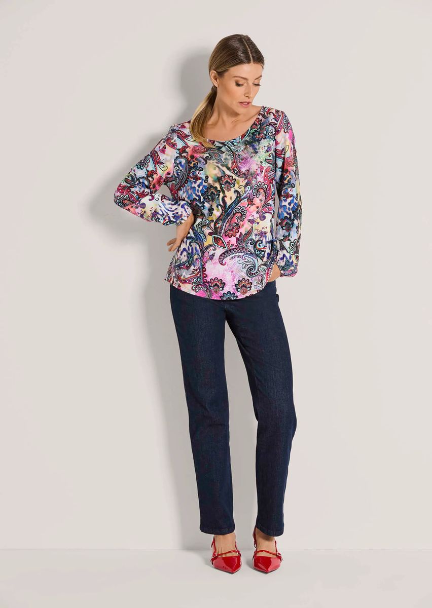 Vibrante Viskosebluse mit Paisley-Print