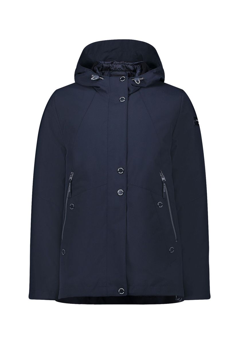 Marineblaue Outdoorjacke mit Kapuze und Futter