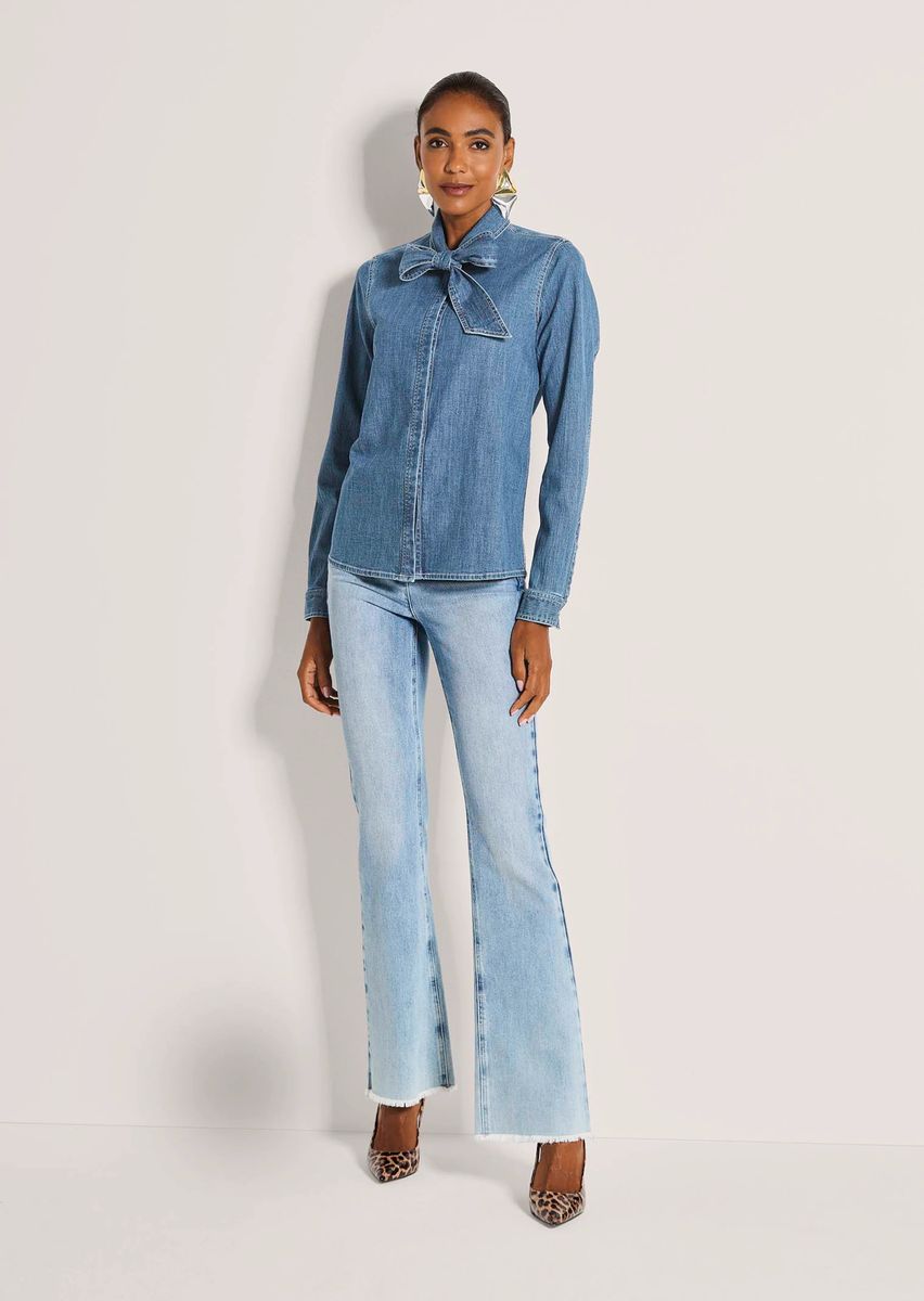 Jeansbluse mit Schluppe
