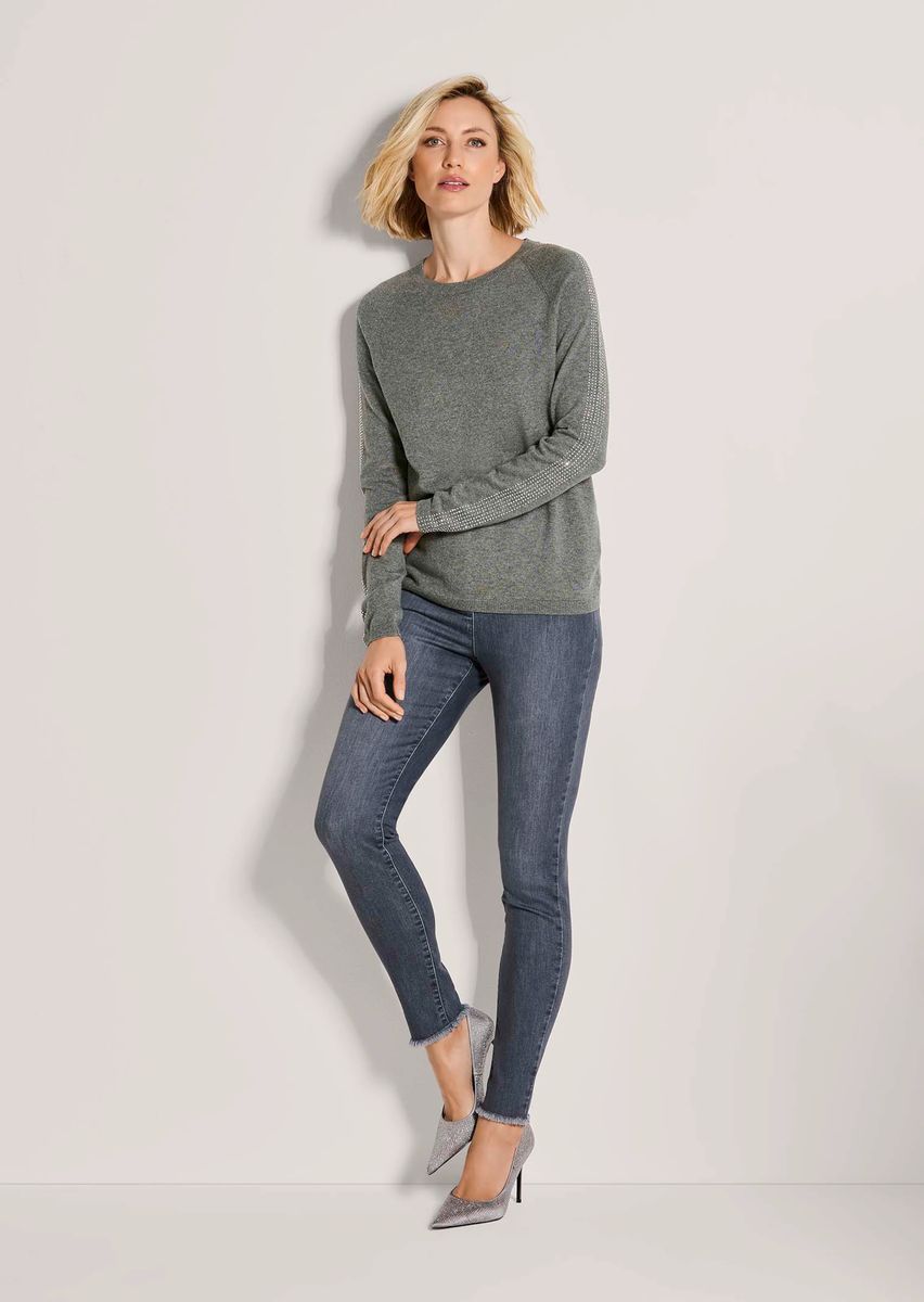 Feinstrick-Kaschmirpullover mit Strass