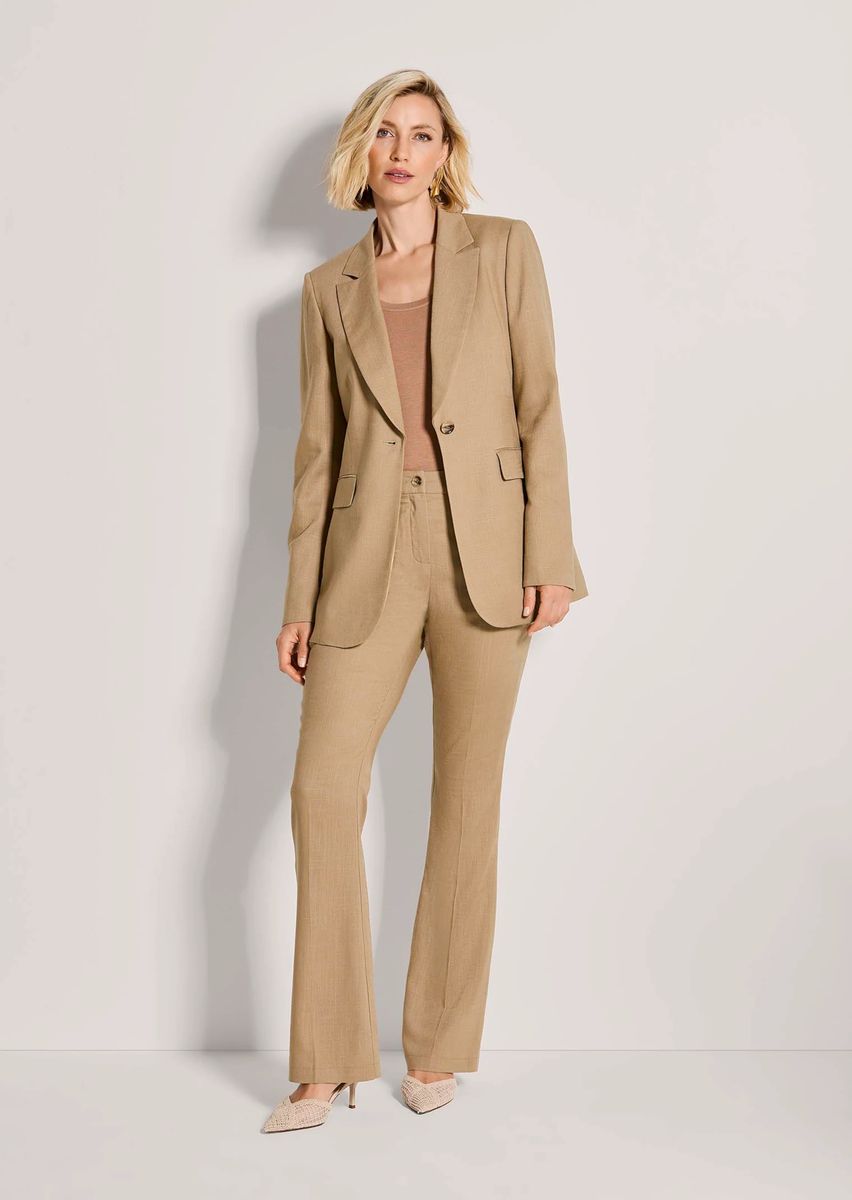 Klassischer Einreihiger Blazer mit Leinenanteil