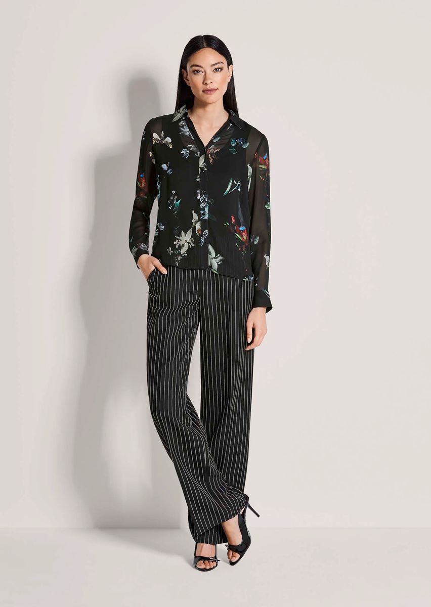 Transparente Bluse mit Blumenprint