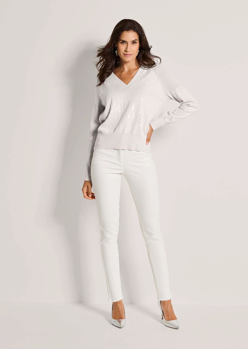 Eleganter V-Ausschnitt Pullover mit Pailletten