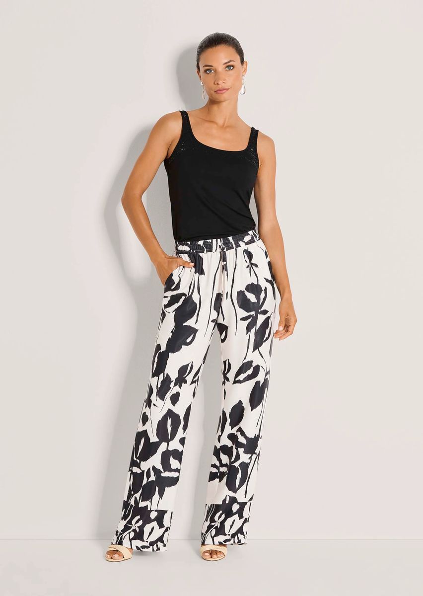 Fließende Weite Hose mit Blumenmuster