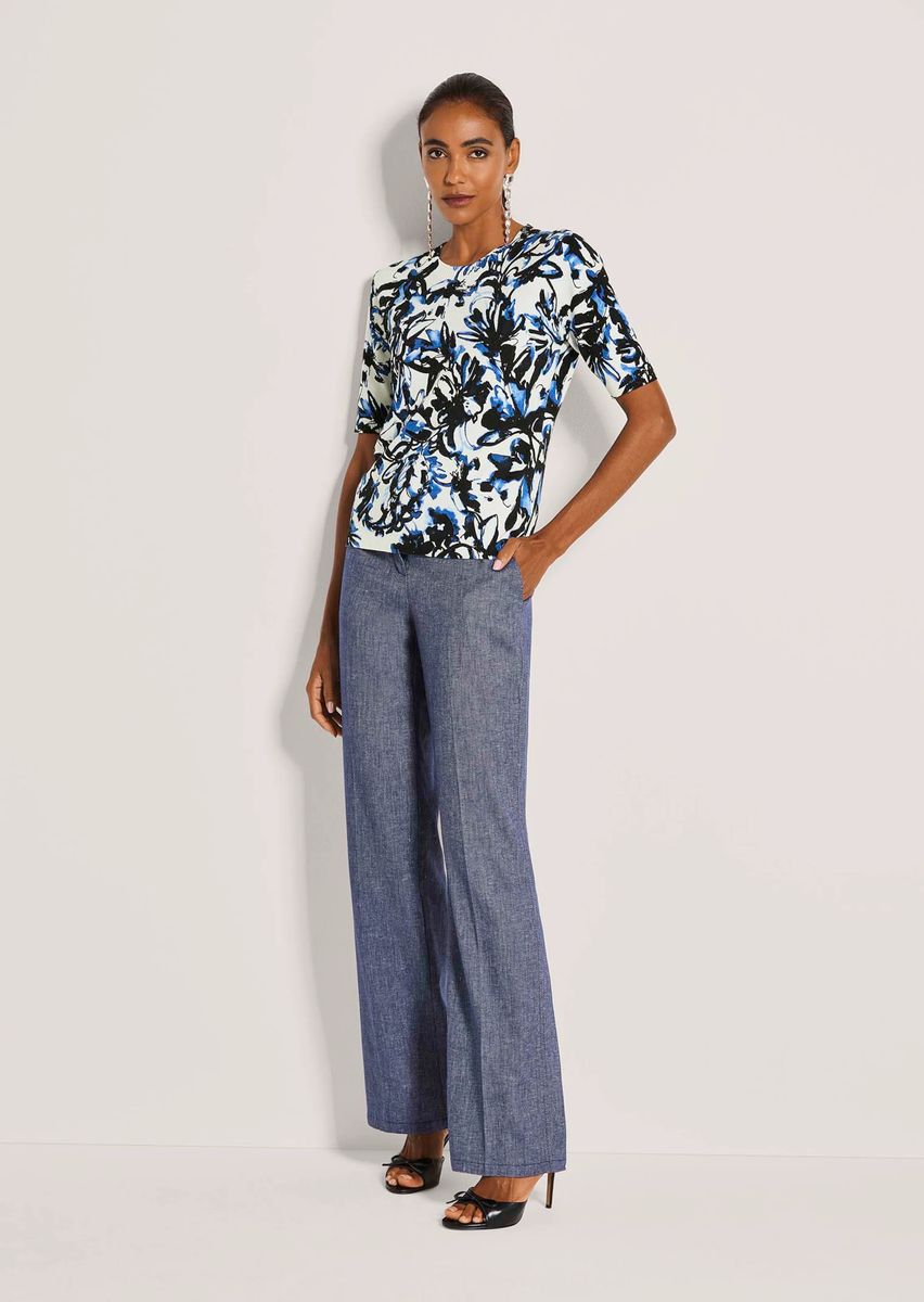 Feinstrick-Top mit kunstvollem Print