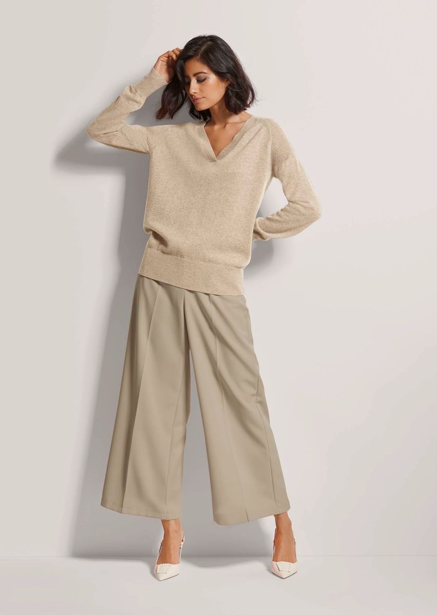 Entspannter Kaschmir-V-Pullover