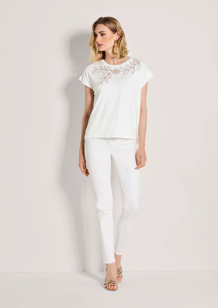 T-Shirt mit Pailletten-Blumenmotiv