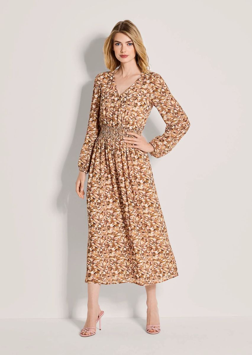 Florales Midikleid in Wickeloptik