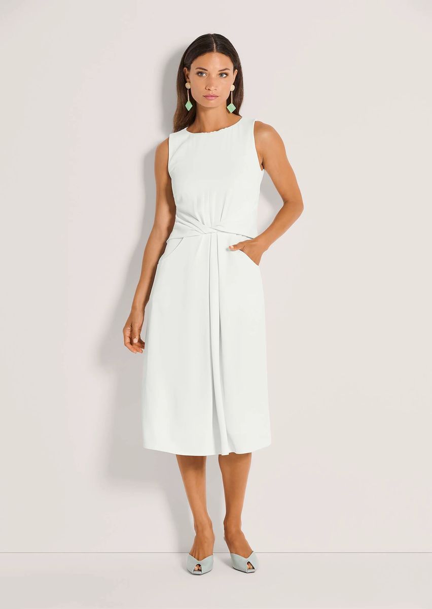 Ärmelloses Midikleid mit Taillendrappierung