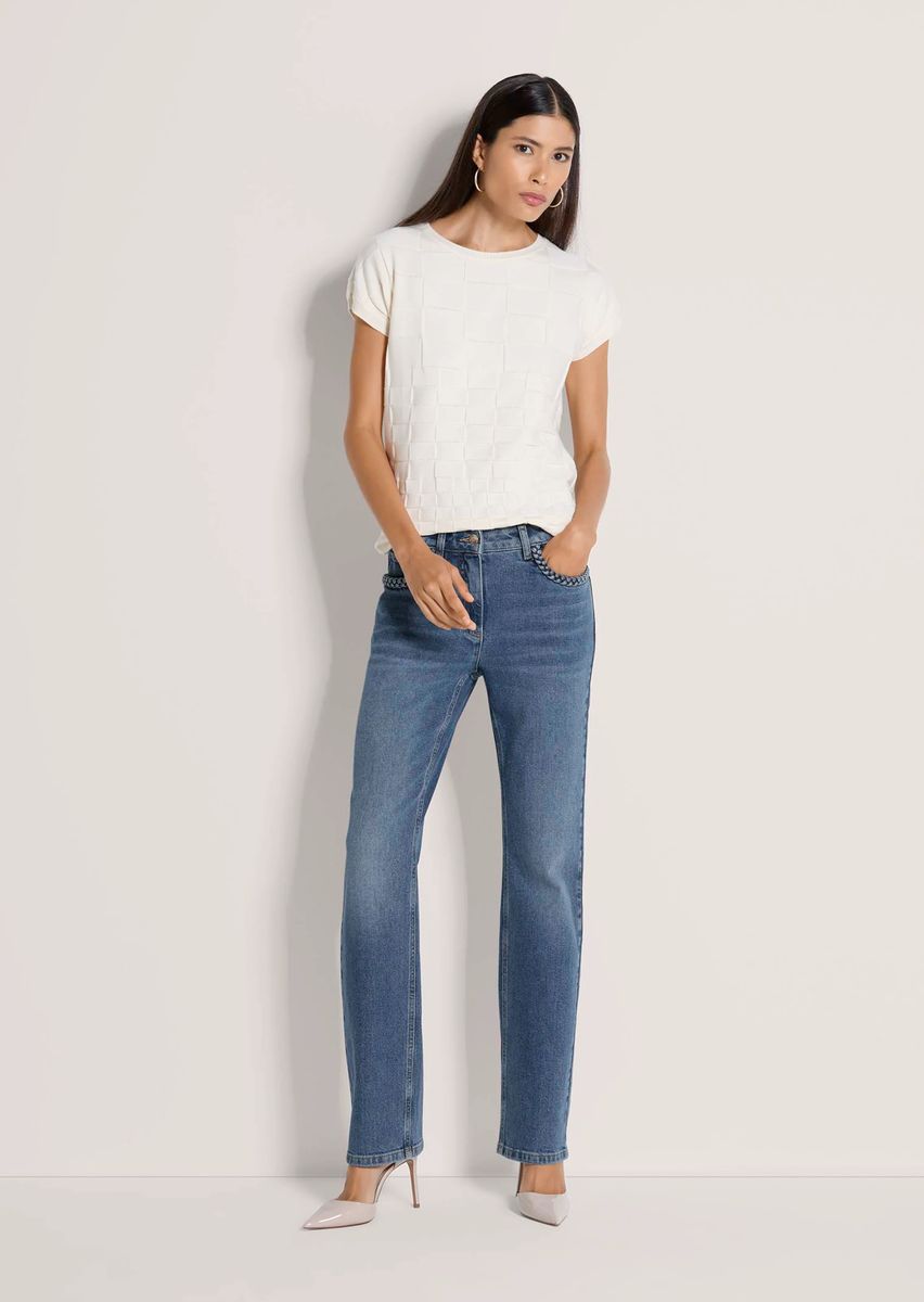Slim-Fit Jeans mit Flecht-Detail