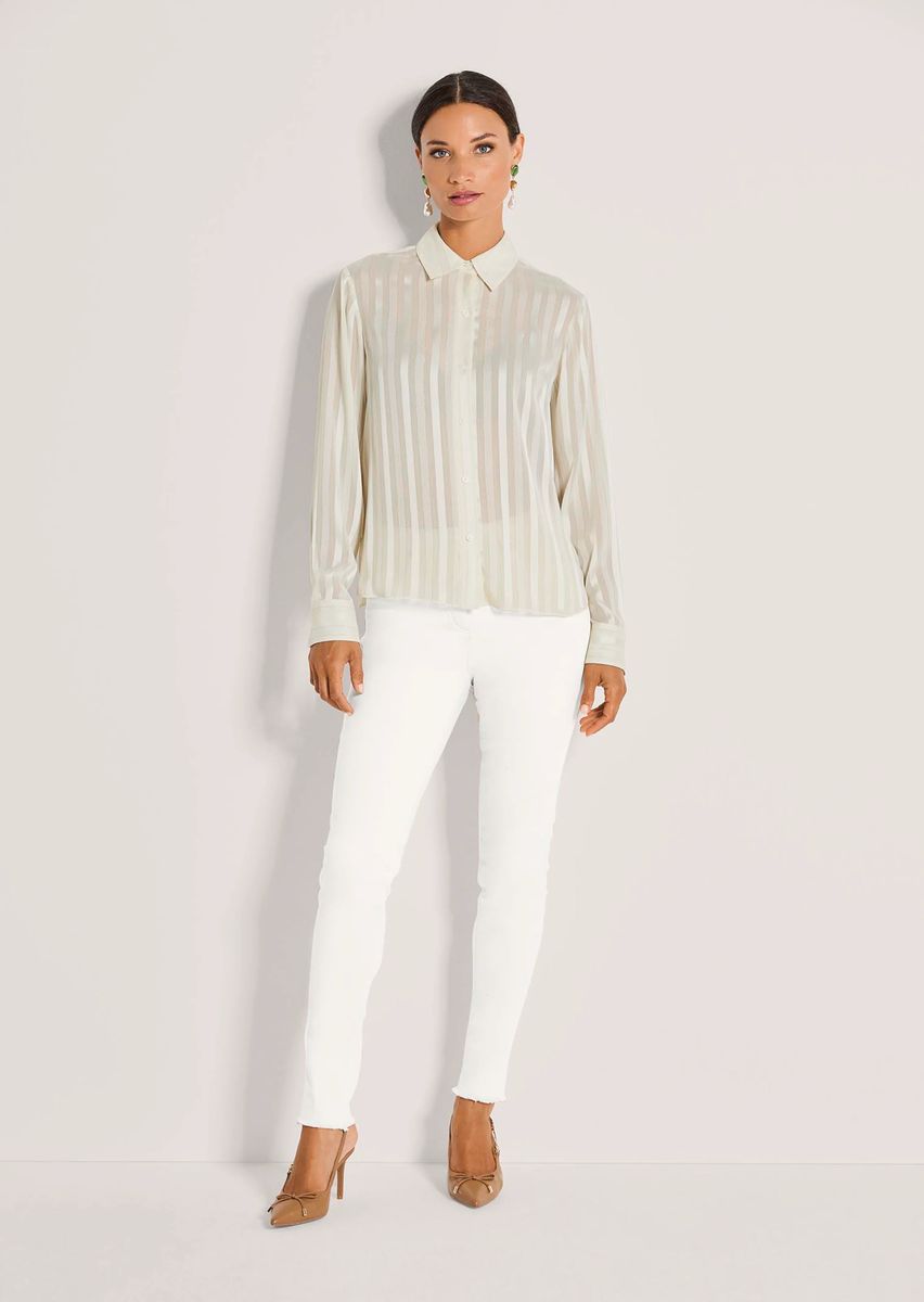 Schimmernde Streifen-Transparenz-Bluse