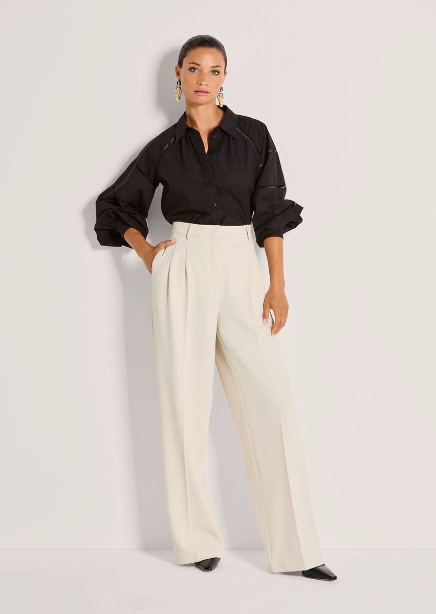 Elegante Weite Bundfaltenhose