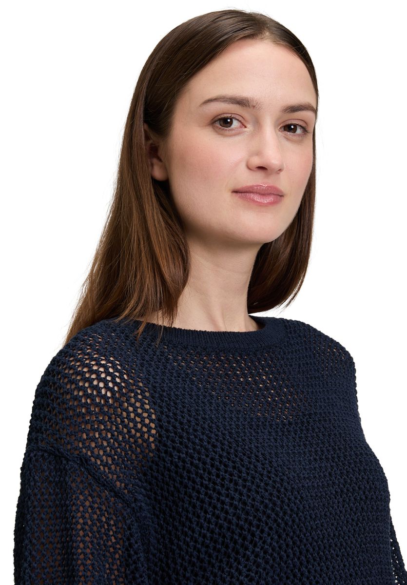 BETTY & CO Strickpullover mit Lochmuster, blau, 36