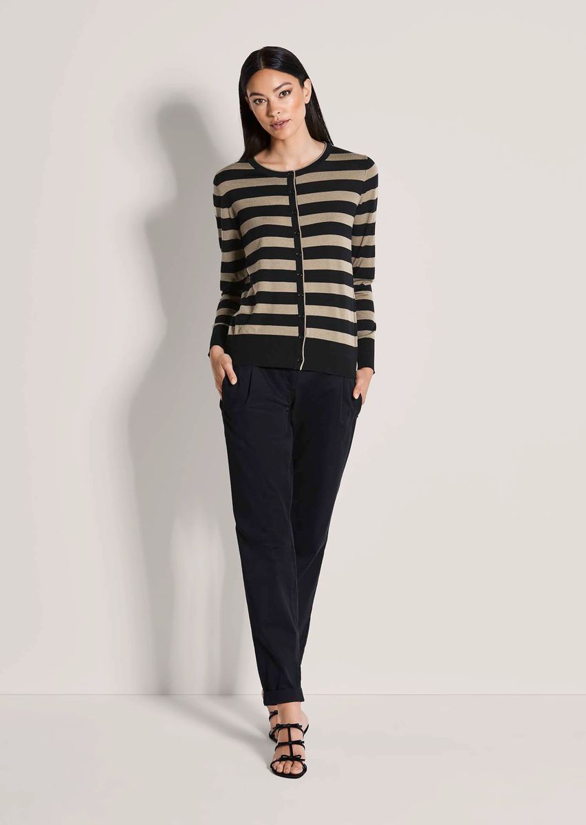 Gestreifte Strickjacke aus reiner Schurwolle